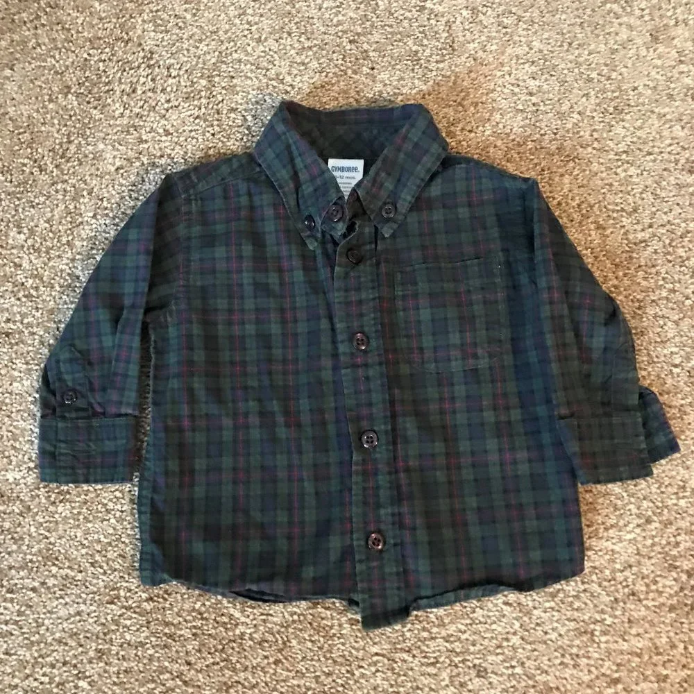 Gymboree long sleeve plaid shirt 6-12 M